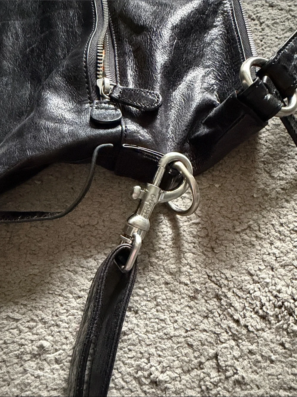 HOBO Black Leather Crossbody Bag with Silver Hardware - Picture 9 of 10